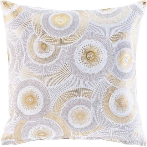 Housse de Coussin Imprimé Métallisé "Eclipse" 40x40cm Naturel