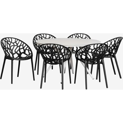 Set de table ronde Ø125 cm en aluminium Valerie et 6 chaises de jardin Ores SKLUM Noir