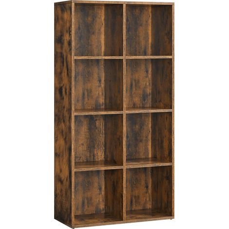 Vasagle – Bibliothèque enfant 8 compartiments – Dimensions 30 x 65,5 x 129,5 cm – Panneau d’aggloméré marron rustique – Meuble de rangement pour salon, bureau, chambre