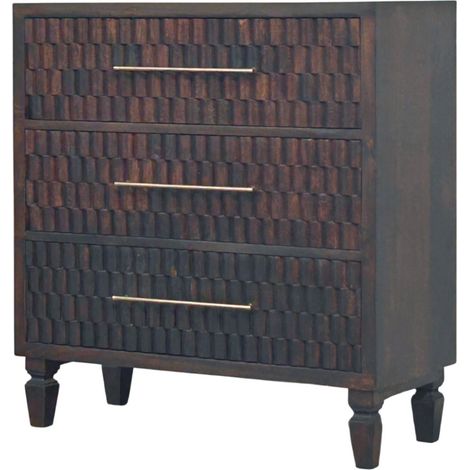 AMXCNOY Solid Wood Arno Chest, 3 Drawers, Brown