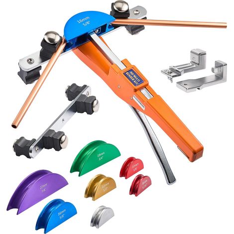 Kit de cintrage pour tubes 6 à 22 mm, cintreuse à cliquet compacte, outil manuel avant/arrière, 7 matrices en alliage d'aluminium colorées, pour cuivre, climatisation, froid et réparation (1/5)