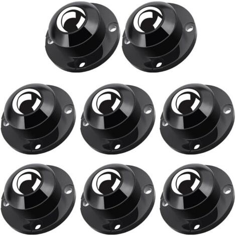Roulettes pivotantes universelles en acier de 2,5 cm pour appareils électroménagers, capacité de charge de 12,7 kg par roue (8 pièces, noir) (1/4)