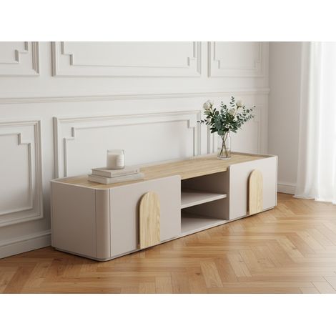 BOBOCHIC - Meuble TV 1 porte 1 tiroir 170 cm ENYRA Beige