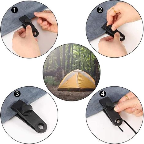 10 Pièces Pinces à Bâche Imperméables, Fixations Rapides pour Tentes, Accessoires de Camping et Nautiques (1/2)