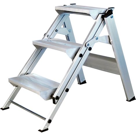 Iller Sicherheitstreppe Stufentritt klappbar mit 2 stabilen Aluminium Stufen