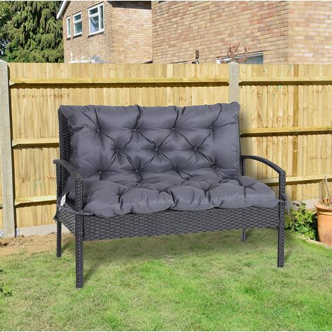 Coussin de banc de jardin 100 x 98 x 8 cm, polyester gris foncé, avec dossier (1/5)