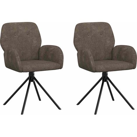 Drehstuhl Esszimmer 2 pcs Kunstwildleder Dunkelgrau vidaXL (1/5)