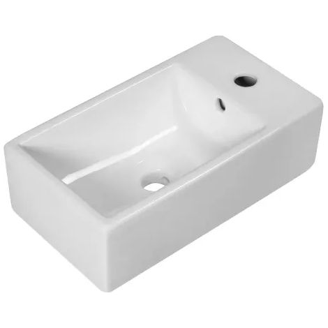 Lavabo da appoggio in ceramica bianca con foro rubinetteria laterale modello nix 25 46x26x14 cm BARBOTTINA