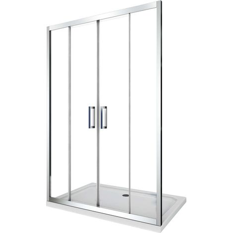 Porta Parete Doccia 195 cm 2 Ante Scorrevoli in Cristallo Trasparente 6mm H190 Four