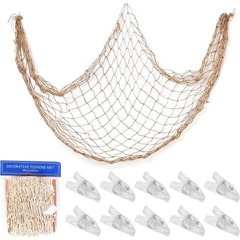 Dekoratives Fischernetz – 1 Stück – Gewebte Baumwolle – Mediterraner Stil – Für Zuhause und Veranstaltungen – 1,5 x 2 m (1/5)