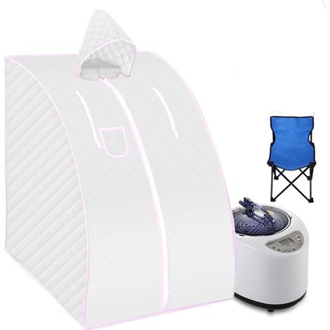 Kit de sauna portatif Tente à vapeur portable, sauna, bain à domicile, 1000 W, 2,0 L, comprend une chaise pliable, facilite l'insomnie, support de tuyau en acier inoxydable Tente de sauna personnelle (1/5)