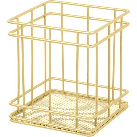 1 porte-stylo métal, or rose, 10 x 8 cm, rangement bureau et maquillage, base anti-rayure, gain de place (1/5)