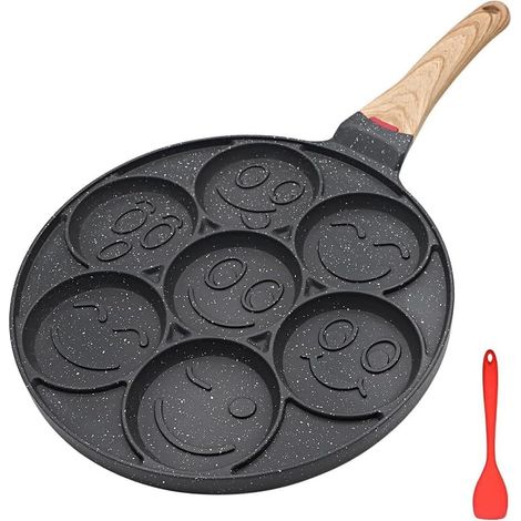Poêle à Pancakes Induction, Poêle à Crêpes pour Enfants Antiadhésif Plat à Crêpes pour le Petit-Déjeuner, 26cm (Noir) (1/5)