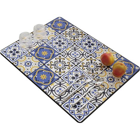 Sets de table, sets de table géométriques colorés vintage pour fête, cuisine, salle à manger, sets de table absorbants contrôlés par l'eau, isolation thermique, tapis à séchage rapide, 40 x 50 cm'Vint (1/5)