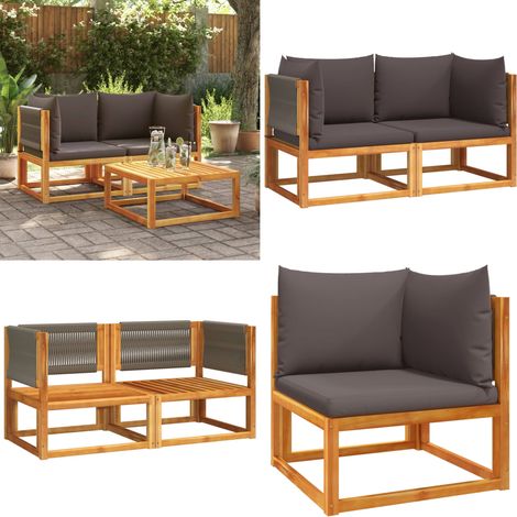 Garten-Ecksofas mit Kissen 2 Stk. Massivholz Akazie - Eckbank - Gartenecke - Holzsessel - Esszimmergarnitur - Balkonmöbel - Home & Living (1/5)