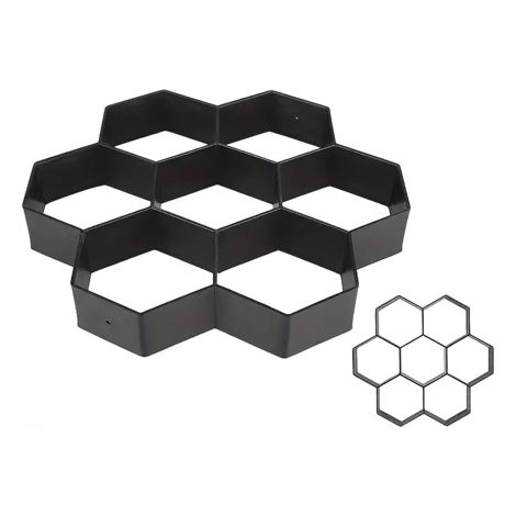 Molde para pavimentos tipo panal, 1 pieza, 30 x 30 cm, hormigón, negro.