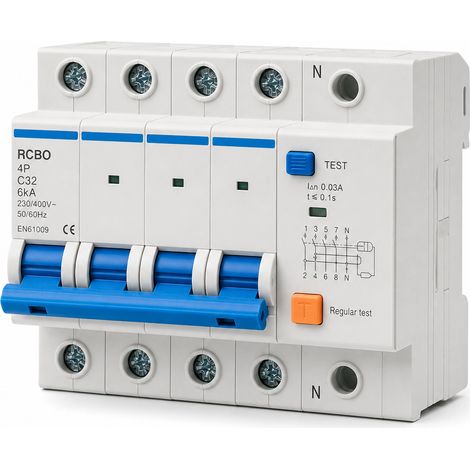Disjoncteur différentiel 4P 32A courbe C AC230-400V 6kA EN61009