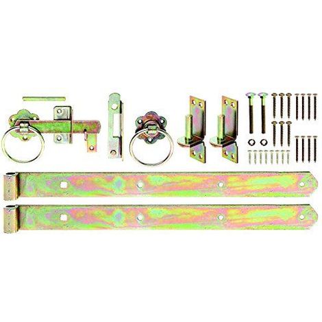Alberts 206505 Assortiment de ferrures pour portails tresses a un vantail galvanisees, en jaune