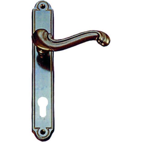Maniglia barocco con placca in ottone foro yale - mm.90 - 4 pa