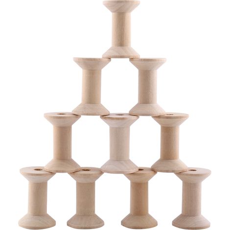 10 bobines creuses en bois, couleur bois naturel, 47 mm x 31 mm (1/5)