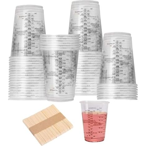 50 Gobelets Doseurs en Résine époxy, 240 ml Godet de Mélange de Peinture, Gobelets Mélangeurs Gradués, Petit Tasses a Mesurer de Peinture, pour Pigments, Mélange de Résine(Réutilisable) (1/4)