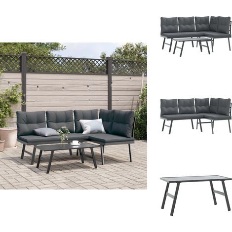 vidaXL Ensemble de bancs de jardin avec coussins 3 pcs noir (1/5)