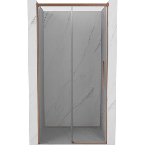 Mexen Rox Schiebeduschtür 125 cm, transparent, gebürstetes Kupfer - 8C2-125-000-65-00
