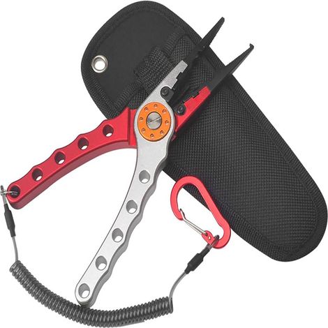 Pliers De Pêche - En Aluminium Anodisé Anticorrosion - Mâchoires En Acier Inoxydable Titane - Coupes En Carbure De Tungstène Remplaçables - Pour Eau Salée - 1 Pièce (1/5)