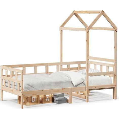 Canapé-lit à baldaquin, matelas non inclus, 80x200 cm, bois massif. (1/5)