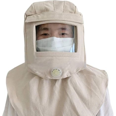 Visière de protection,Masque de protection contre le vent et le sable Masque de capuchon de tête de pulvérisation de peinture de sablage anti-poussière anti-éclaboussures Visière de protection (1/5)