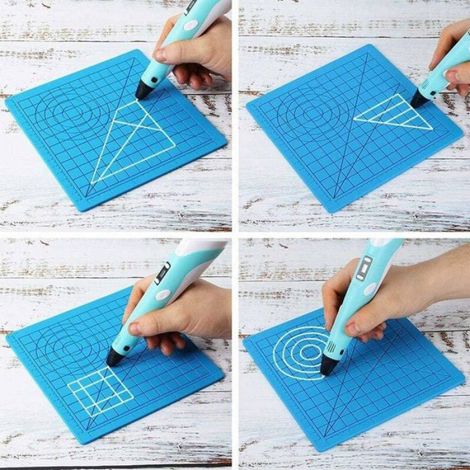 Tapis Silicone 3D Stylo Impression, Multi-Formes, Artisanat, 2 Capuchons en Silicone, Pour Enfants et Adultes.