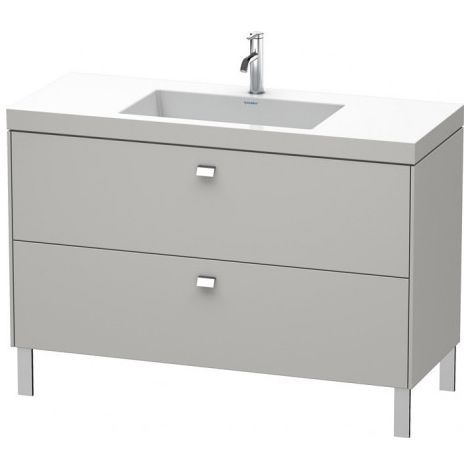 Duravit Brioso meuble lavabo c-collée avec socle sur pied 120,0x48,0 cm, 2 tiroirs, sans trop-plein, avec trou de robinet, 1 trou de robinet, Couleur (avant/corps): Gris béton Décor mat, manche chromé - BR4703O1007