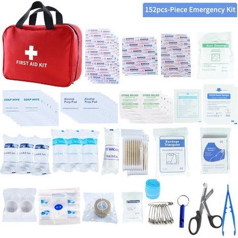 Trousse de Premier Secours 152 Pieces, Boite de d'urgence de Survie Exterieu Variete Complete pour Lieu de Travail, Maison, Voiture, Camping, Voyages, Sports Mini Boite Medical Aide d'urgence (1/4)