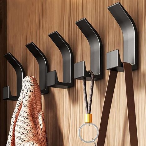 Garderobenhaken 5er-Set moderne Kleiderhaken Doppelgarderobenhaken Handtuchhaken aus Metall Wandhaken mit Schrauben für Badezimmer Büro (1/5)