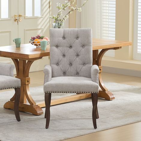 LINHOO Chaise Salle à Manger en Chenille avec Accoudoirs, Confort Rembourré, Design Élégant (1/5)