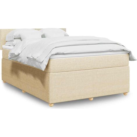 Boxspringbett mit Matratze Creme 160x200 cm Stoff vidaXL (1/5)