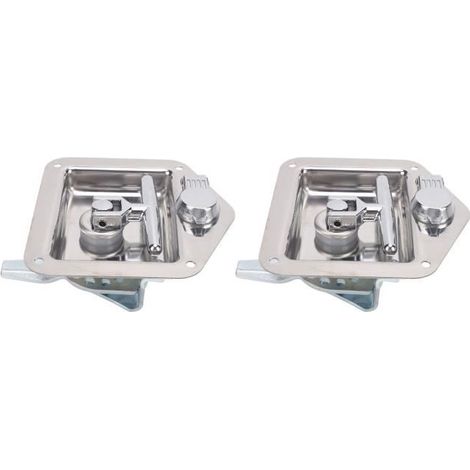 2 Serrure de boîte à outils, Acier inoxydable 304, Poignée pliante en T, Étanche, Pour camion, remorque, camping-car