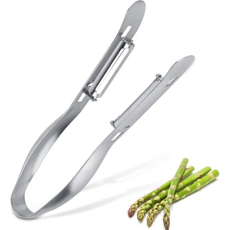 Éplucheur en acier inoxydable pour asperges et carottes, lame rotative adaptée aux légumes longs et aux fruits fragiles (1/5)