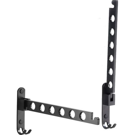 Cintre mural rétractable et pliable, support de rangement pour vêtements, cintre à linge, support de séchage robuste, crochets à vêtements en métal (noir mat, lot de deux) (1/5)