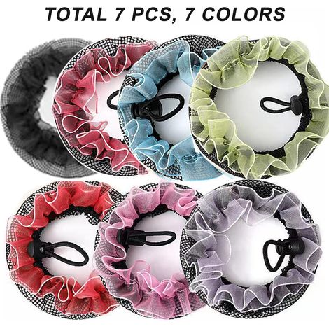filets à chignon colorés, petite taille 7,5 cm/2,95 pouces, maille élastique, réutilisables avec cordon de serrage pour filles et enfants. (1/3)