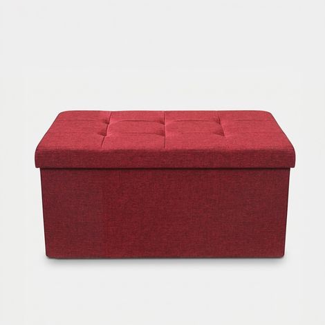 Puf arcón rectangular de tela para interior 76x38x38 cm - Bordeaux