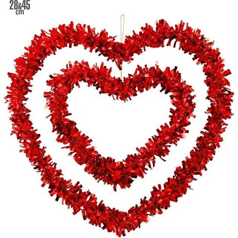 Decorazione a doppio cuore rosso per San Valentino, 28 e 45 cm
