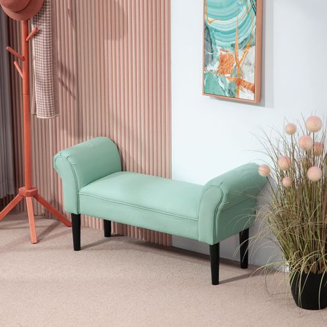 Banc Entrée Bout de Lit - HOMCOM - Rembourré pour Chambre à Coucher - Tissu à Voile - 102x36x51cm - vert
