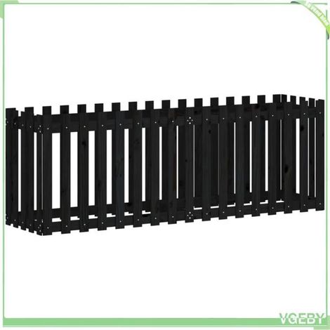 Lit surélevé de jardin - FAFEICY - 832514 - Bois de pin massif - 200x50x70 cm - Noir (1/5)