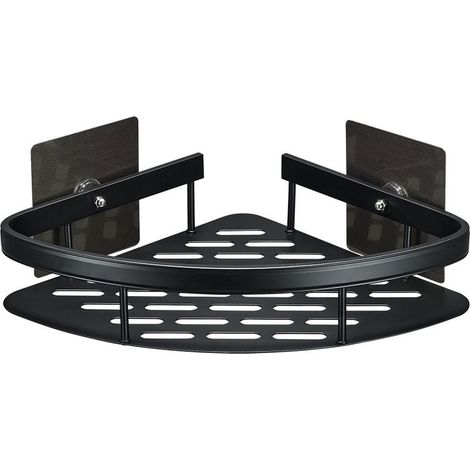 Étagère de salle de bain - Coin d'étagère triangulaire-22x29×5.5CM, (Noir) 1pc (1/5)