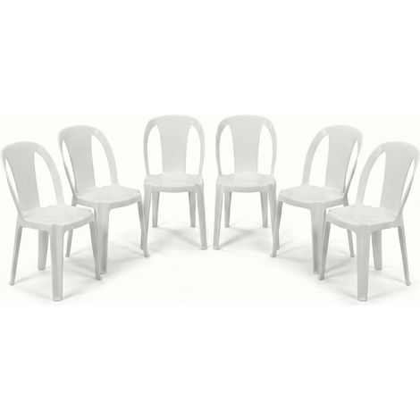 Set di 6 Sedia da Esterno in Resina Color bianca Impilabile Leggera e Robusta Design Qualità Made in Italy sca-b Tiuana Ideale per Giardino Bar e Ristorante