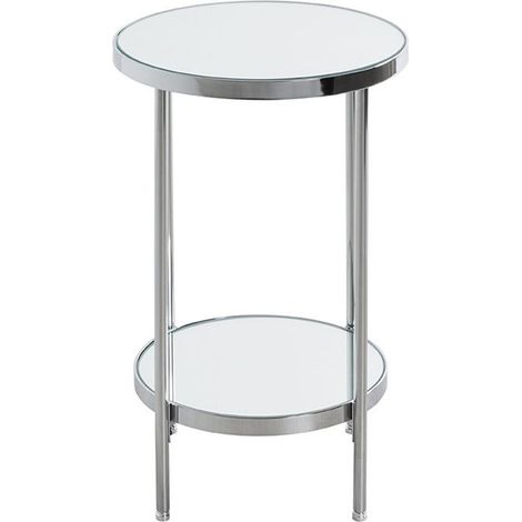 Table d'appoint ronde en métal chromé et verre -diamètre 29 x hauteur 46 cm (1/2)