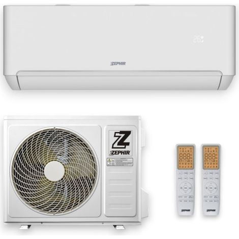 Condizionatore climatizzazione 12000 BTU aria fredda e calda Wi-Fi doppio telecomando Zephir ZTQ