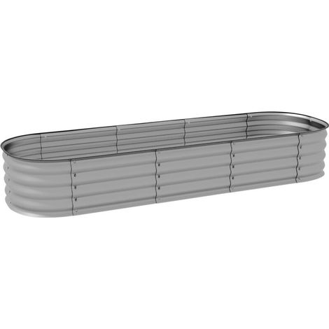 Jardinière En Métal Avec Fond Ouvert Et Bords Sécurisés – Idéale Pour Jardin, Terrasse – Dimensions : L 195X P62 X H 30 Cm Argent (1/5)