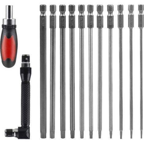 CPROSP Handschraubendreher-Set mit 2 magnetischen Ratschenschraubendrehern, 11-teiliges Torx-Sechskant-Schraubendreher-Set (150 mm), S2-Legierungsstahl, T5 T6 T7 T8 T9 T10 T15 T20 T25 T27 T30 T40, mag (1/5)